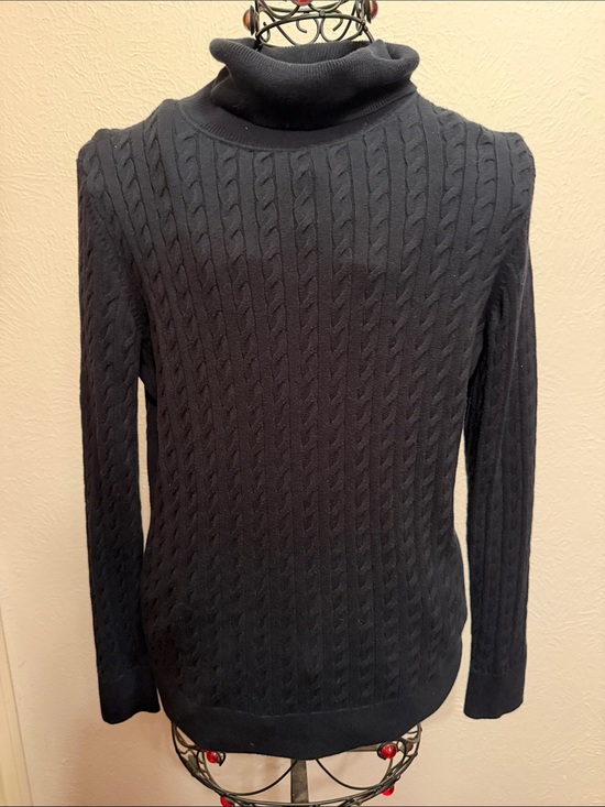 Talbots Sweaters - 🚠🚠🚠BOGOHO🚠🚠🚠Talbots Womans Black Cable Knit Turtleneck Sweater-Medium Petite